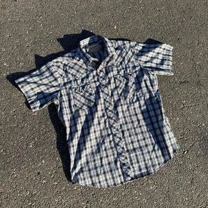 vintage Wrangler white, grey and black button up t shirt  size XL